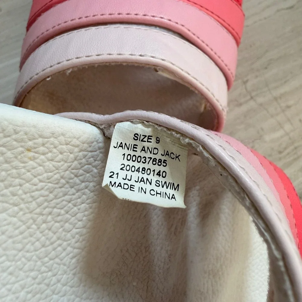 Janie and Jack Ombre Pool Slide Multi Strap Pink Red Beach Summer Vacation 9 EUC